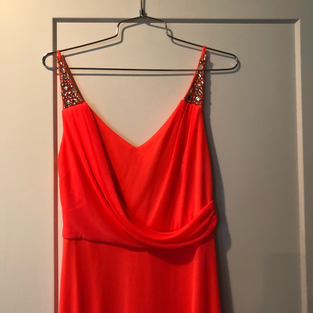 Coral formal dress with rinestones
